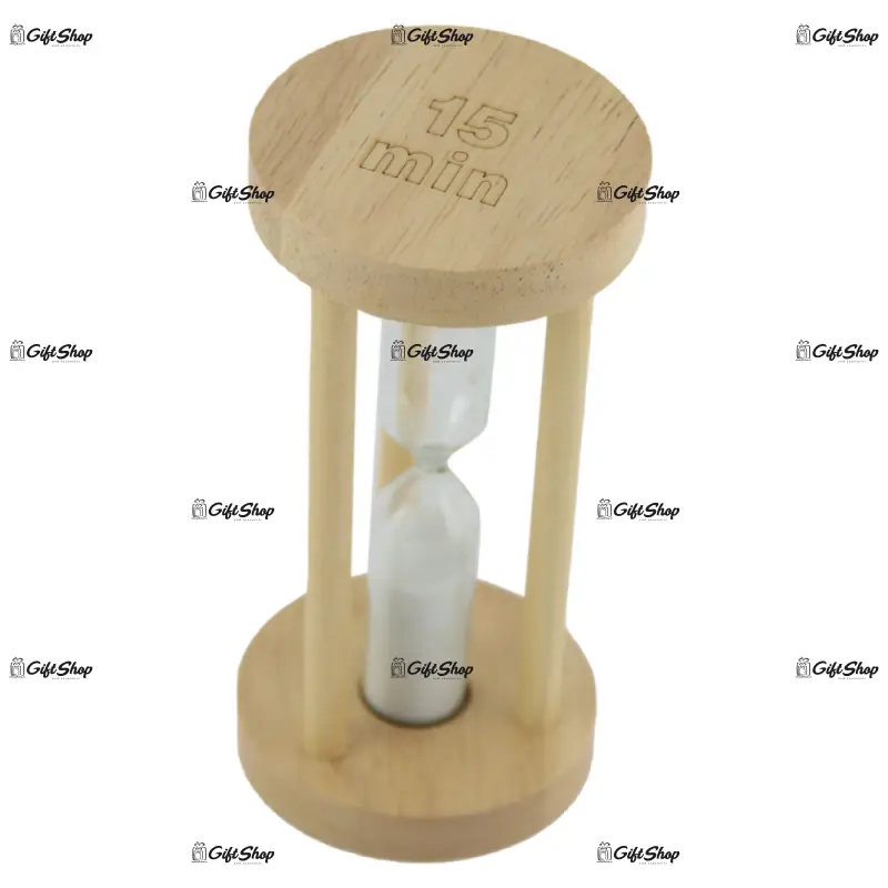 Clepsidra din lemn cu nisip colorat, 15 minute - 14 cm